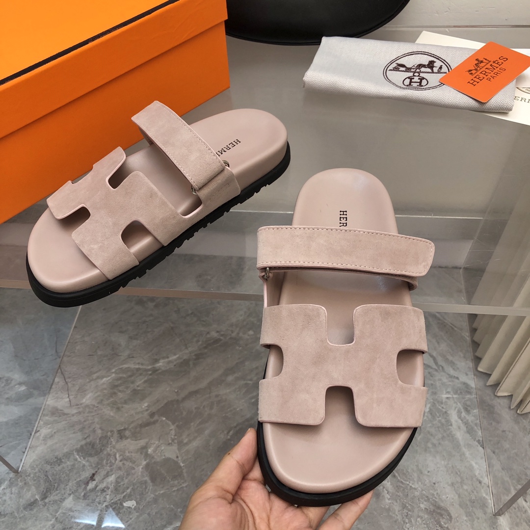 TOP HERMES Slides - Gray Pink