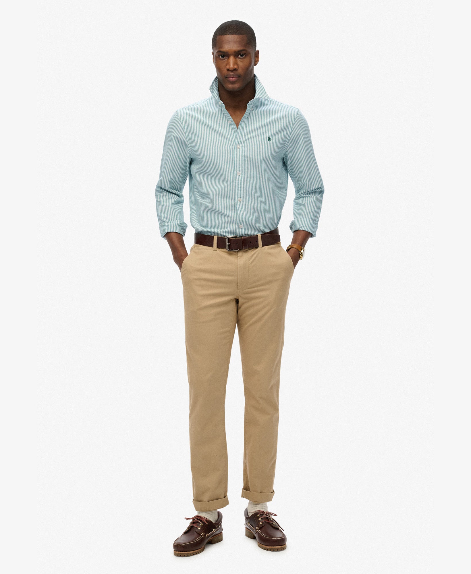 Classic Oxford Long Sleeve Shirt | Peppermint Chalk Stripe