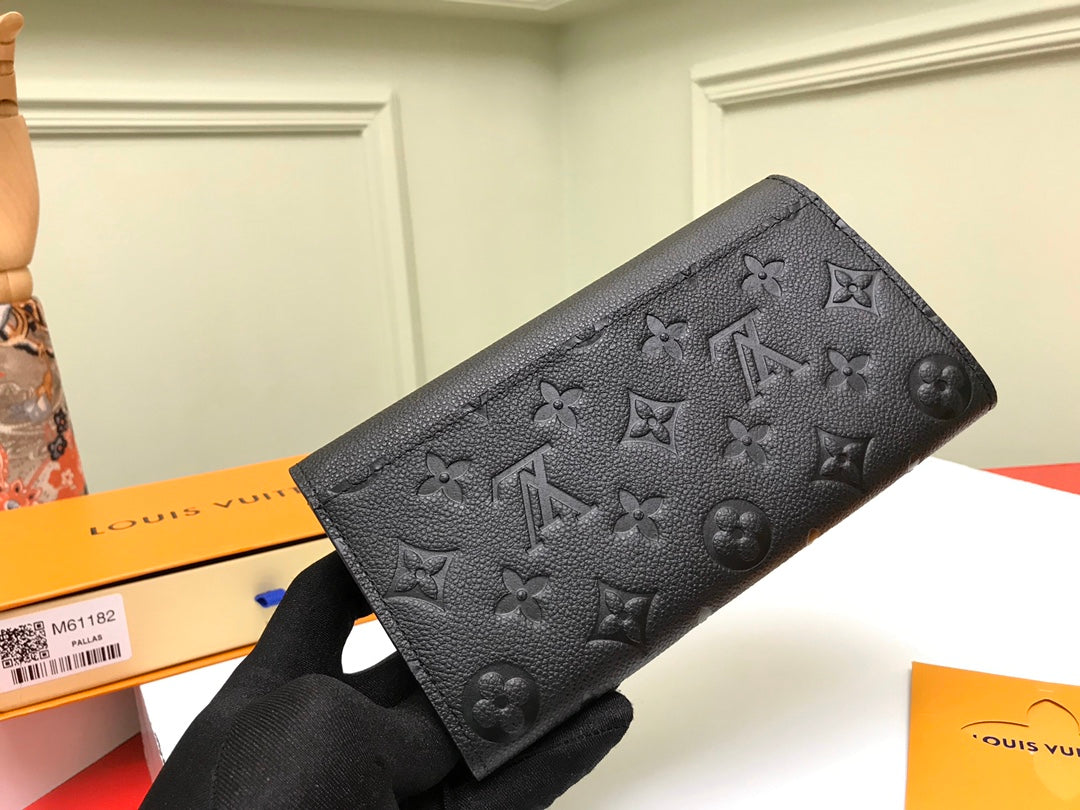 TOP Louis Vuitton LV  Sarah Empreinte Wallet 19 x 10 x 2 cm- Black
