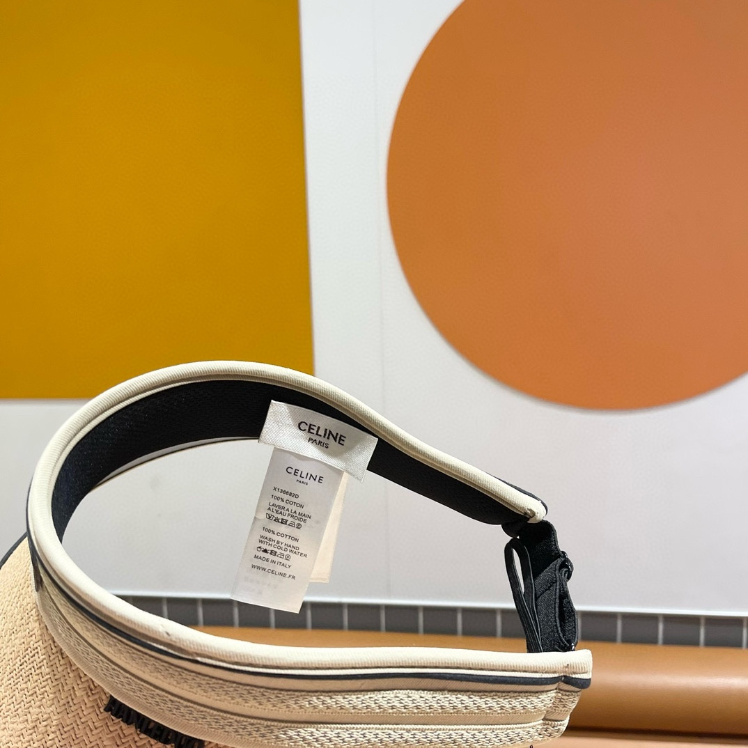 Ceiline  Straw Hat, Letter Hat, Empty Top Hat Sunhat （Replica）