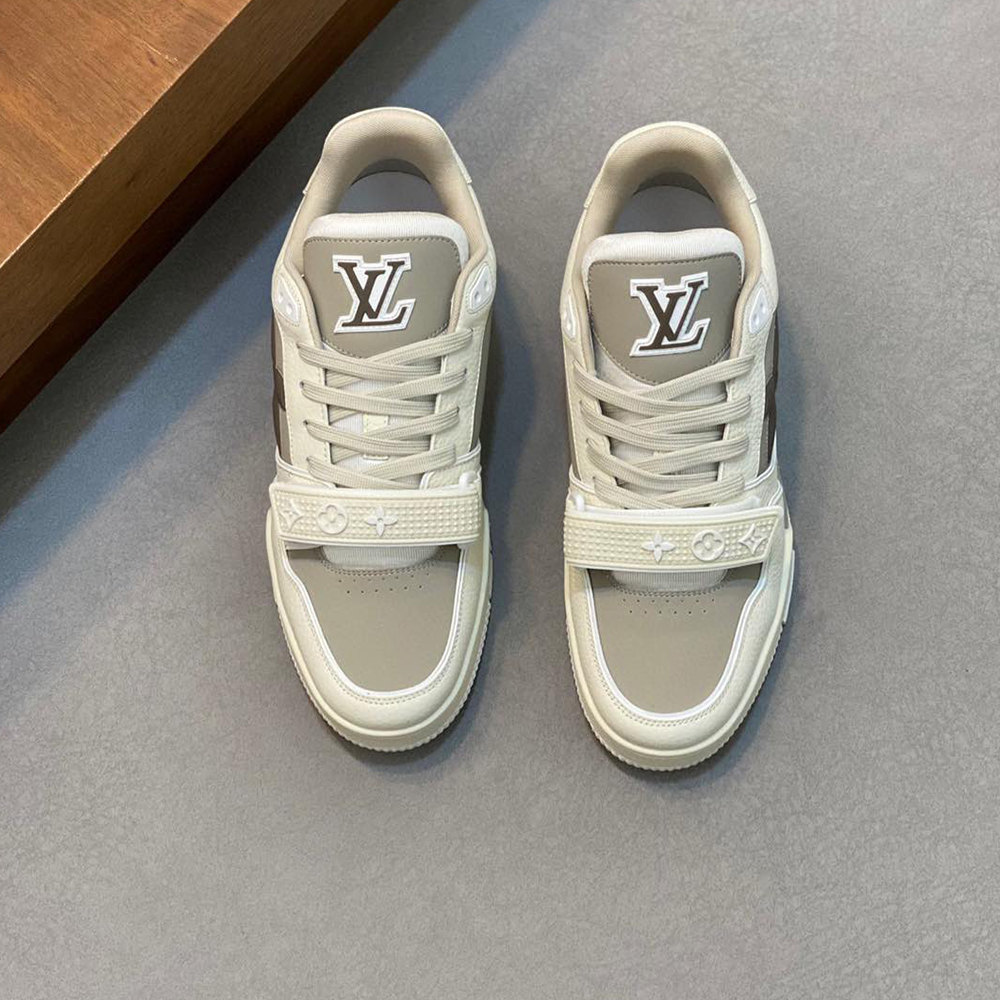 Louis Vuitton LV Trainer Croc-Embossed Denim Sneaker (Replica)