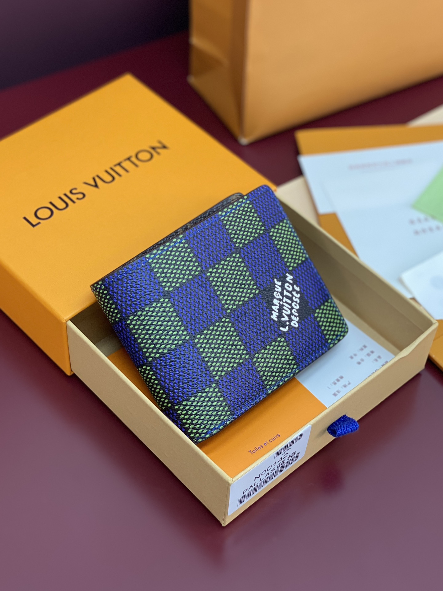 TOP Louis Vuitton LV Wallet Damier Heritage Coated Canvas 11.5x9x1.5cm - Blue