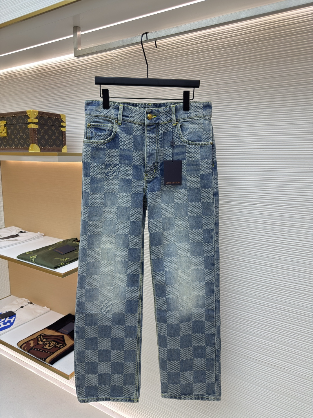 LOUIS VUITTON 阔腿棋盘格牛仔长裤