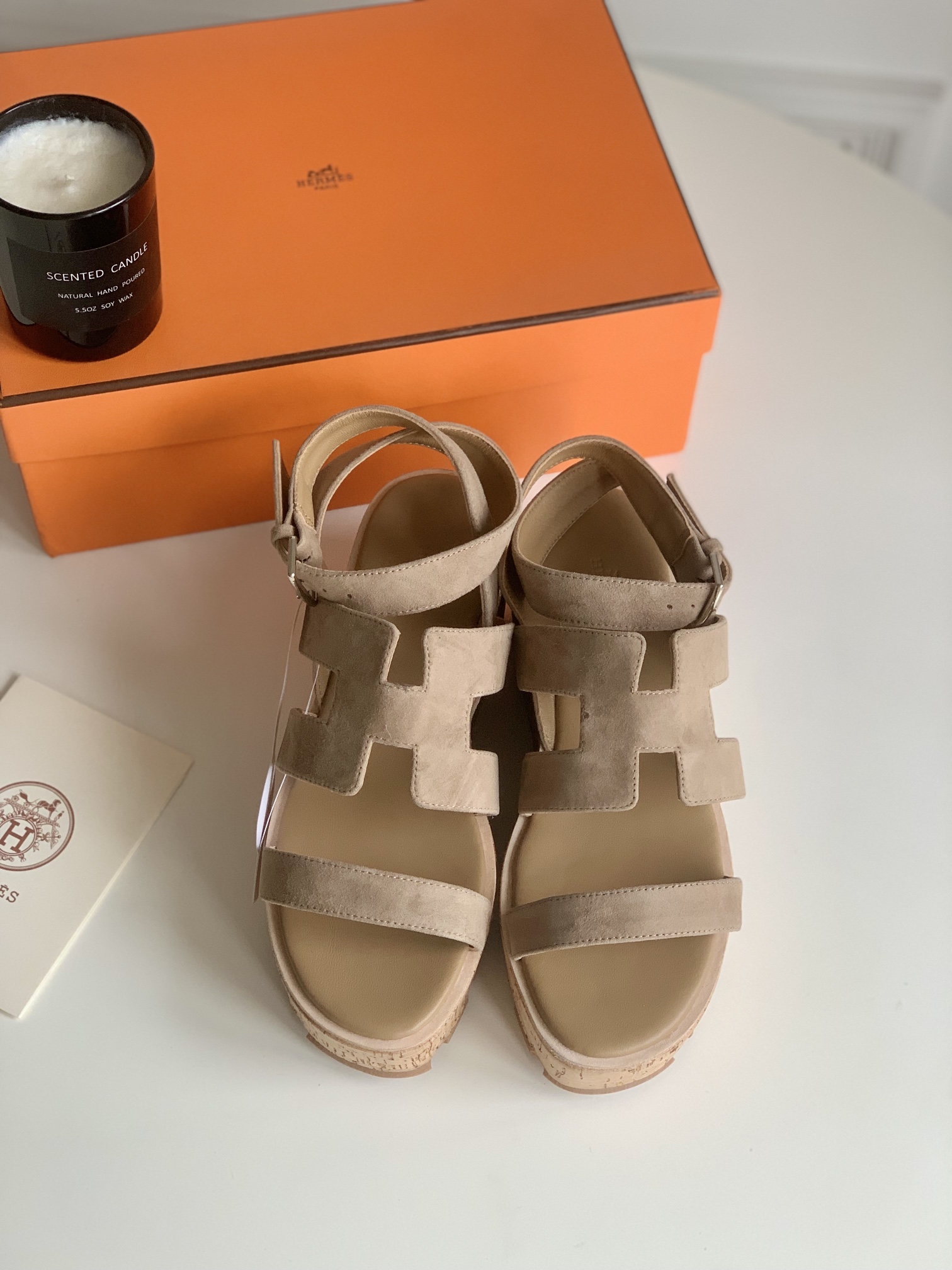 TOP HERMES Leather Thick Soled Sandals - Naked Color - 6CM