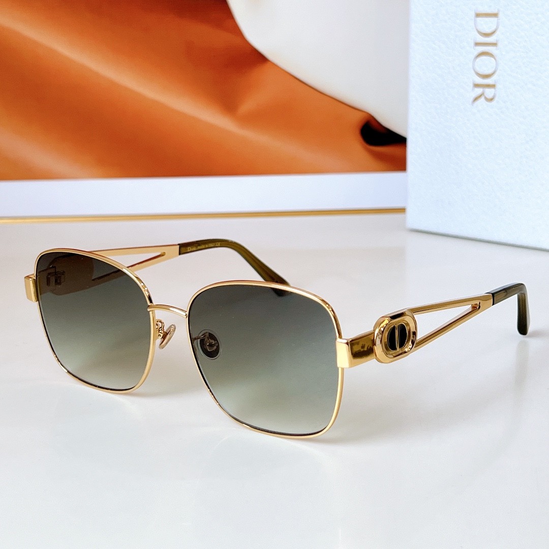 Dior Metal Square Sunglasses, Hollow Temples with CD Logo, Gradient Lenses Luxury Women Shades