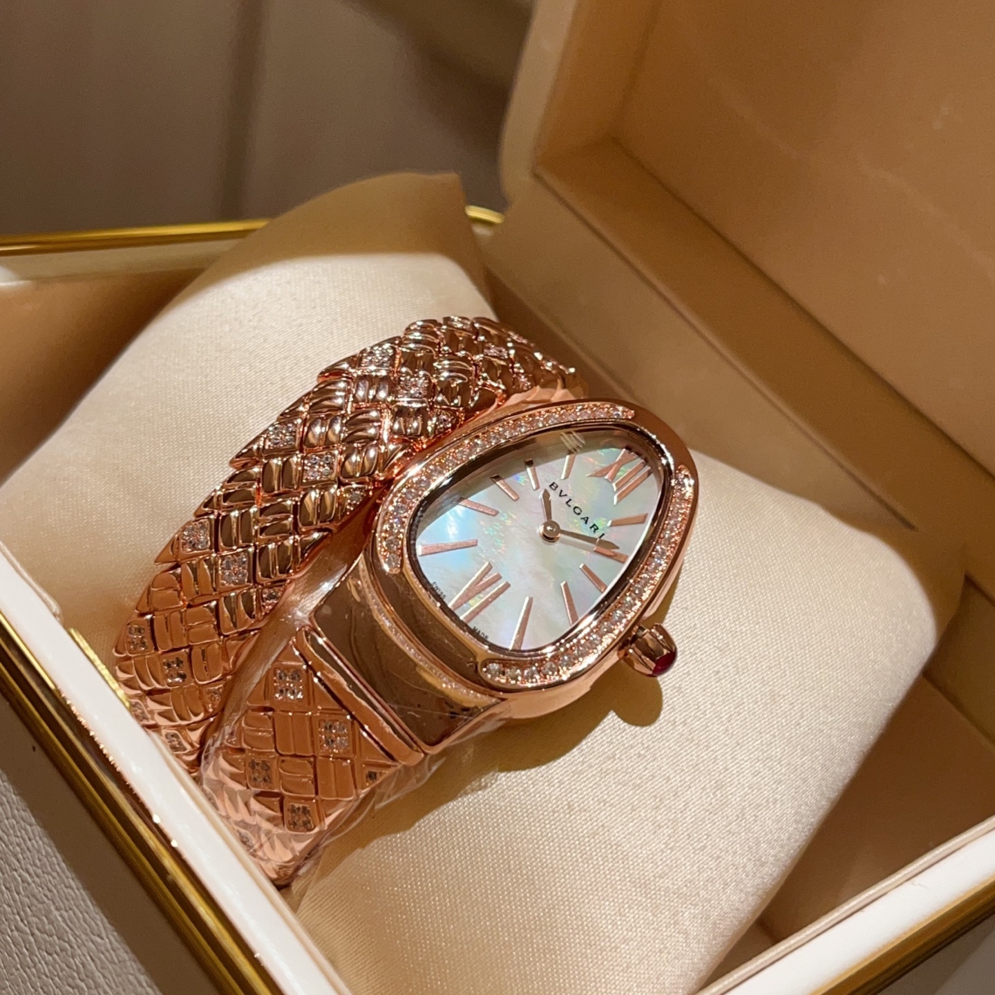 TOP BVLGARI SERPENTIN SPIG Watch 23*34mm - Rosa Gold