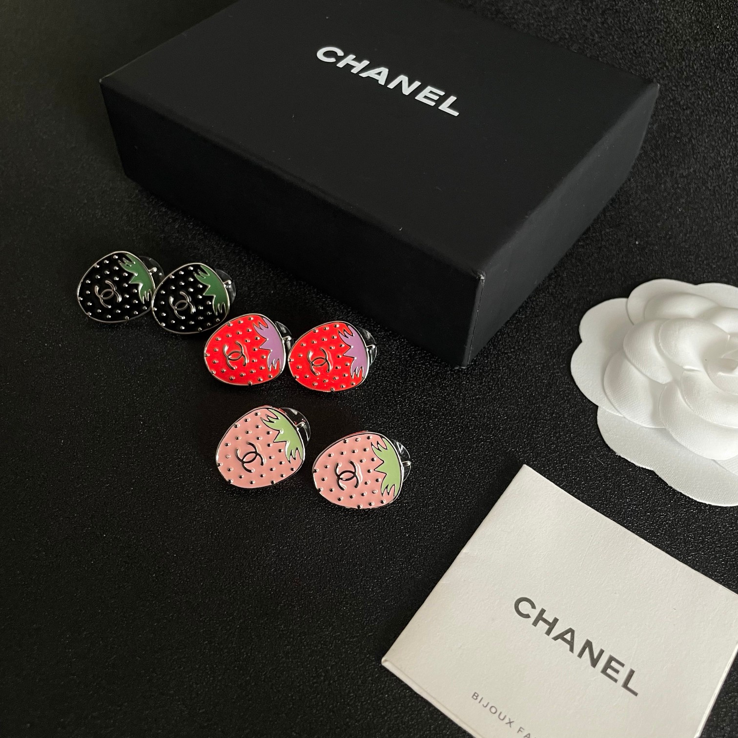 TOP CHANEL Strawberry Earrings- 3 Colors
