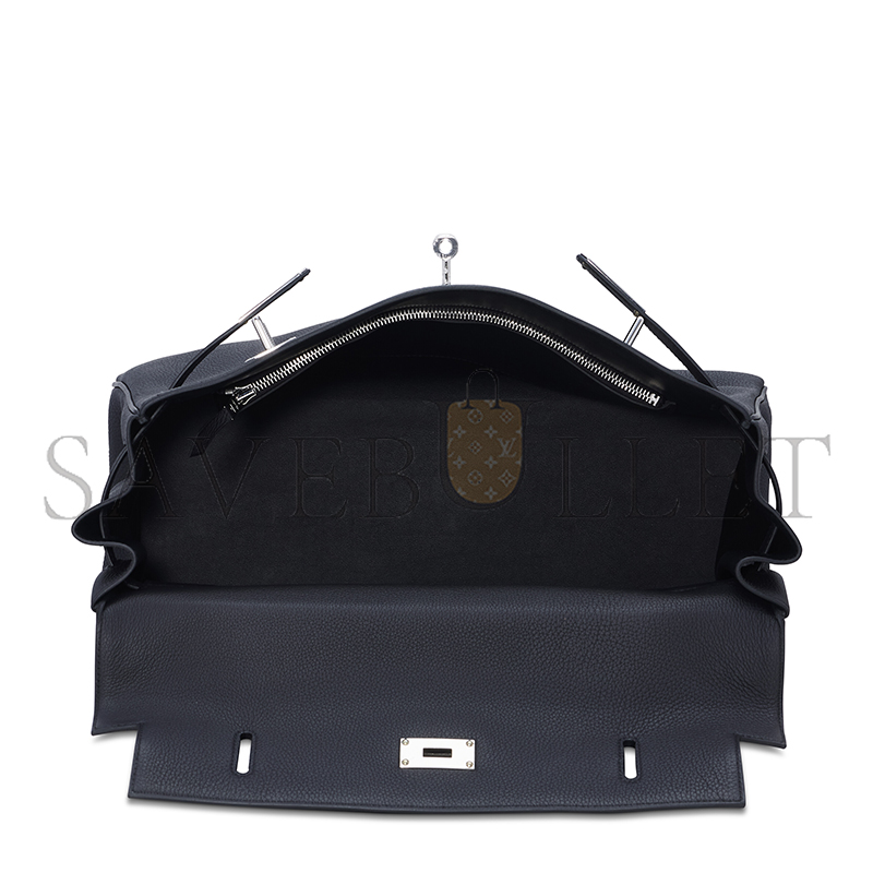 HERMES BLACK TOGO LEATHER MAXI KELLY 42 WITH PALLADIUM HARDWARE 19271 (42*27*17cm)