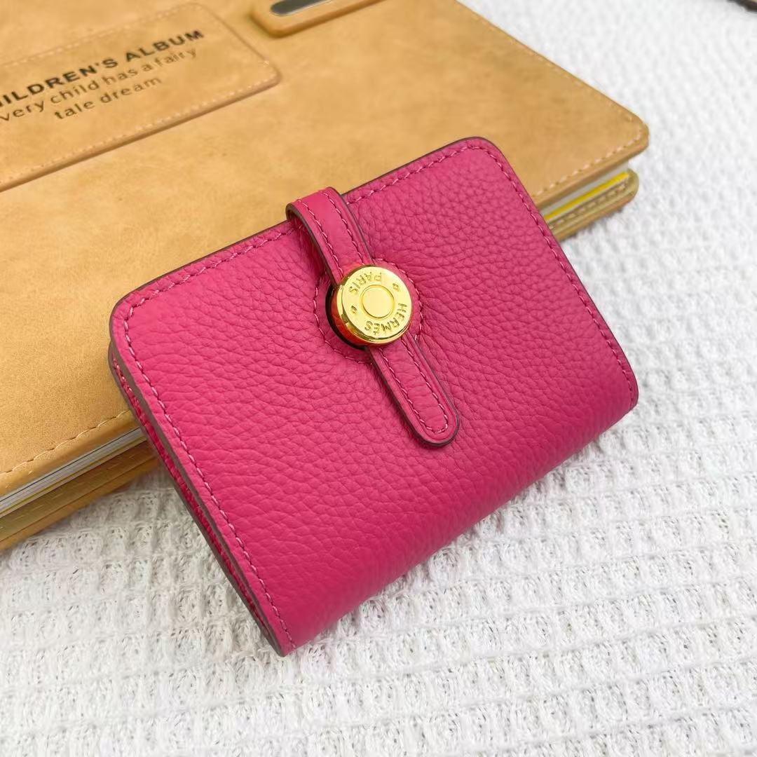 Hermès Gold Buckle Leather Card Wallet(Replica)