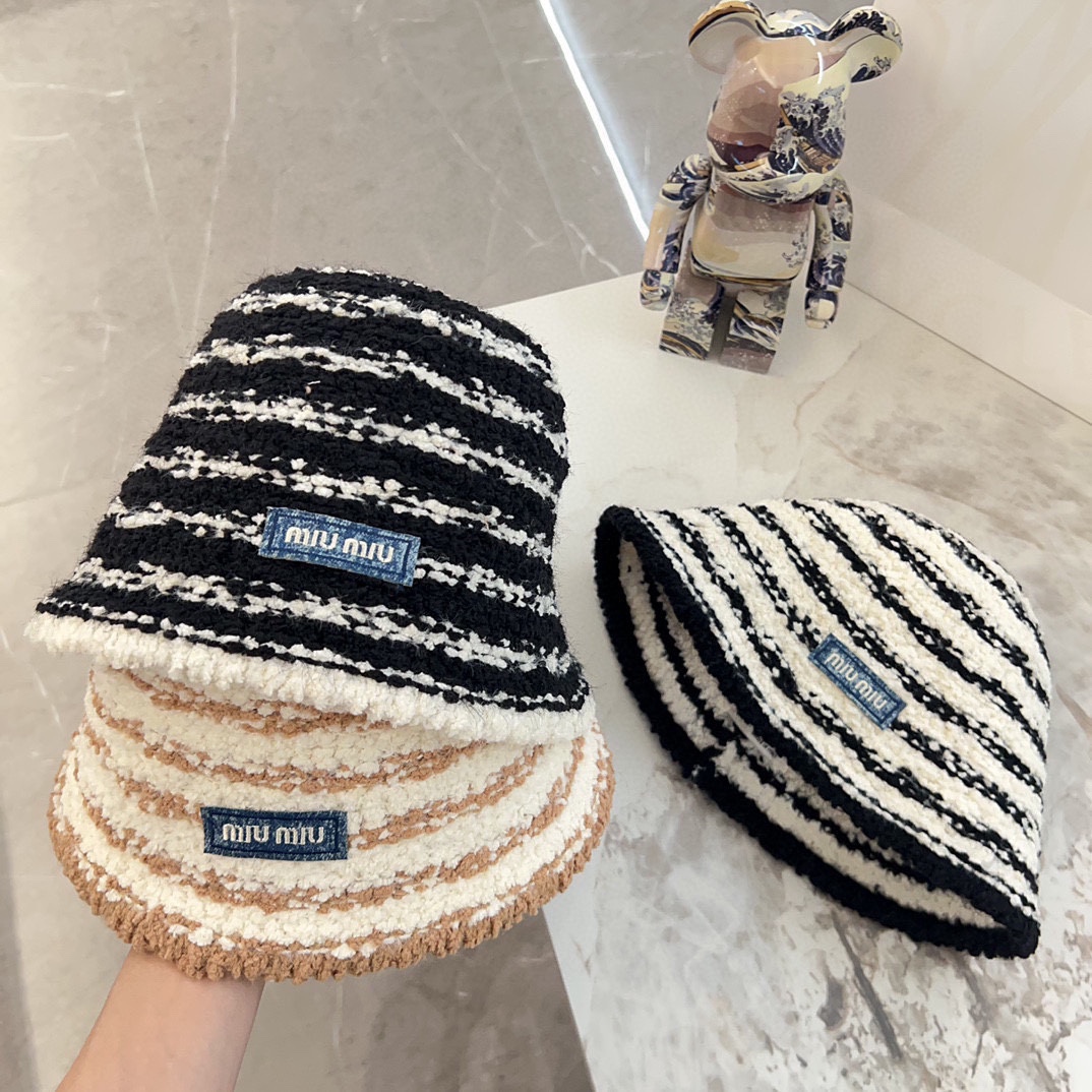 TOP Miu Miu Striped Fisherman's Hat - 3 Colors