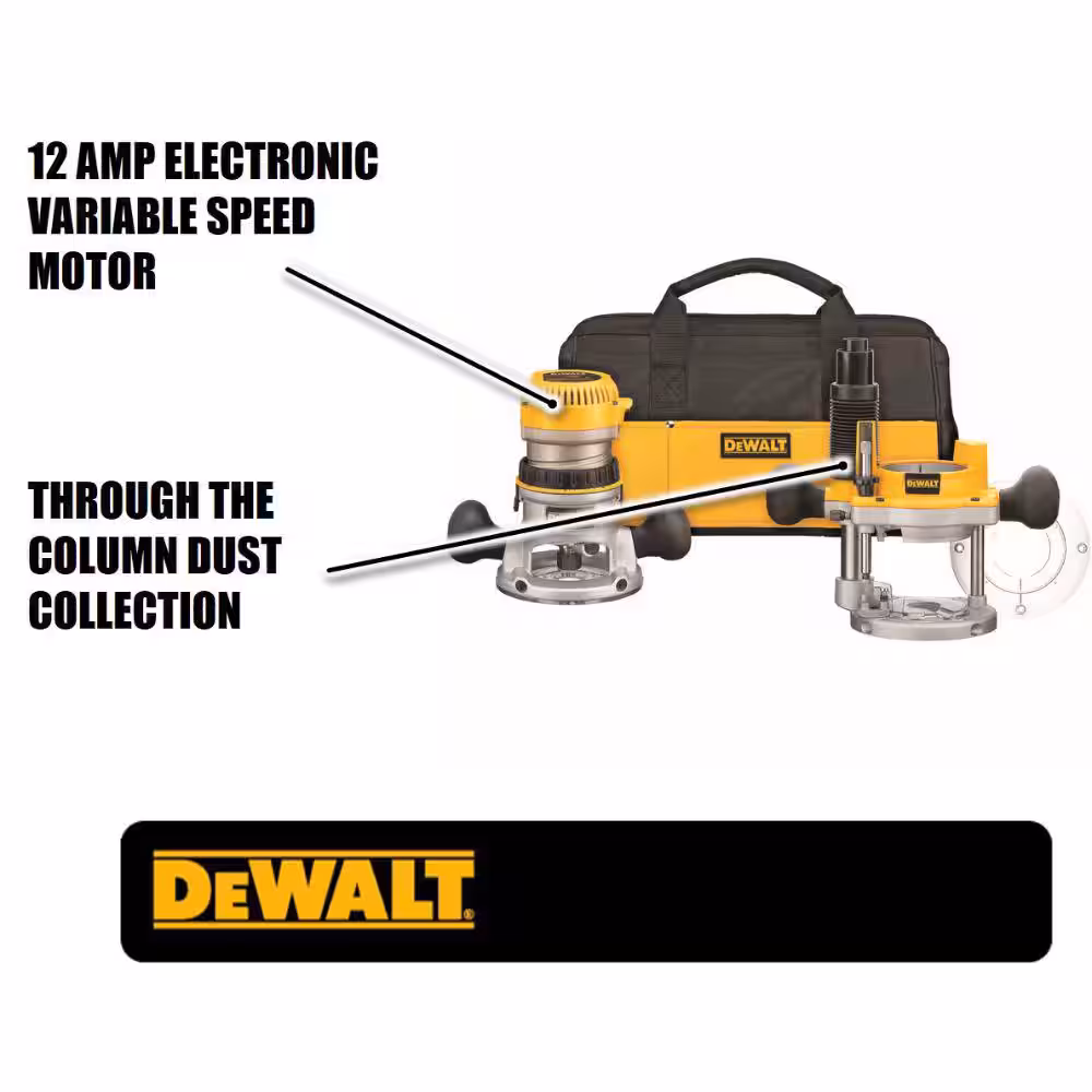12 Amp Corded 2-1/4 Horsepower Fixed and Plunge Base Router Kit