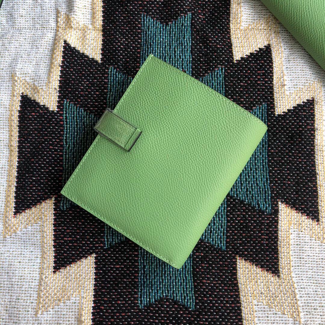TOP HERMES Bearn Short Clip Wallet  Epsom - Avocado Green