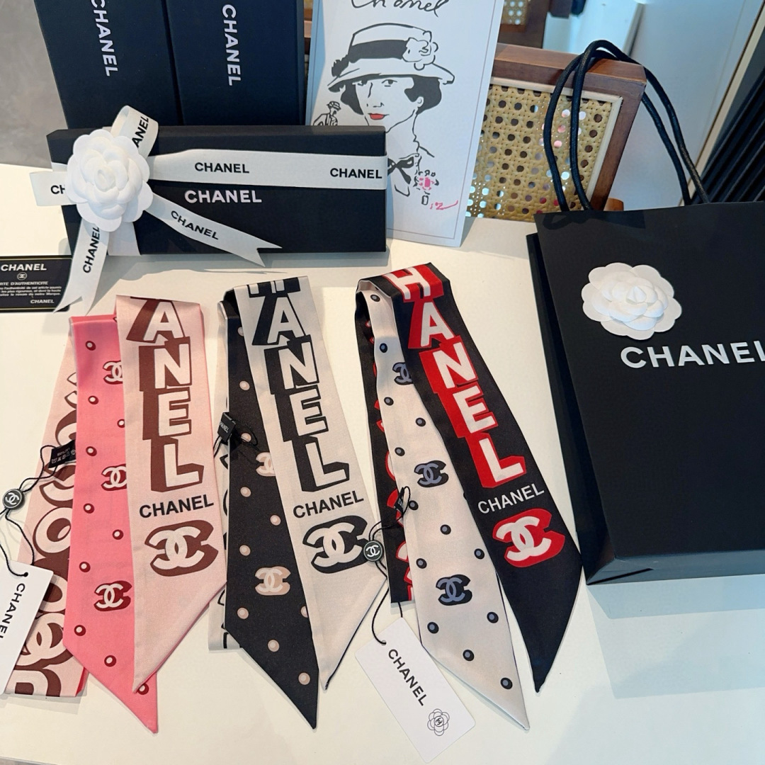 TOP CHANEL Twilly Scarf 120x6 cm - 3 Color