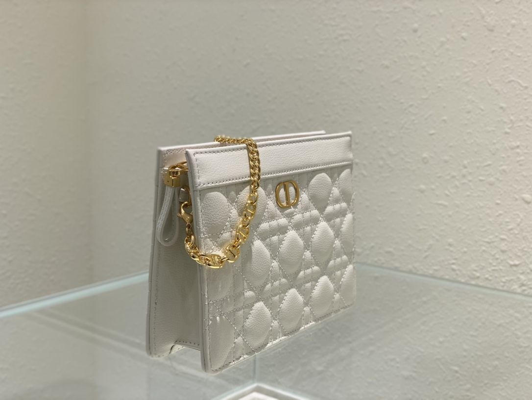 TOP Christian Dior Zipper handbag 19x14x3cm - 7 colors-White-Red-Black-Blue-Green-Grey-Apricot