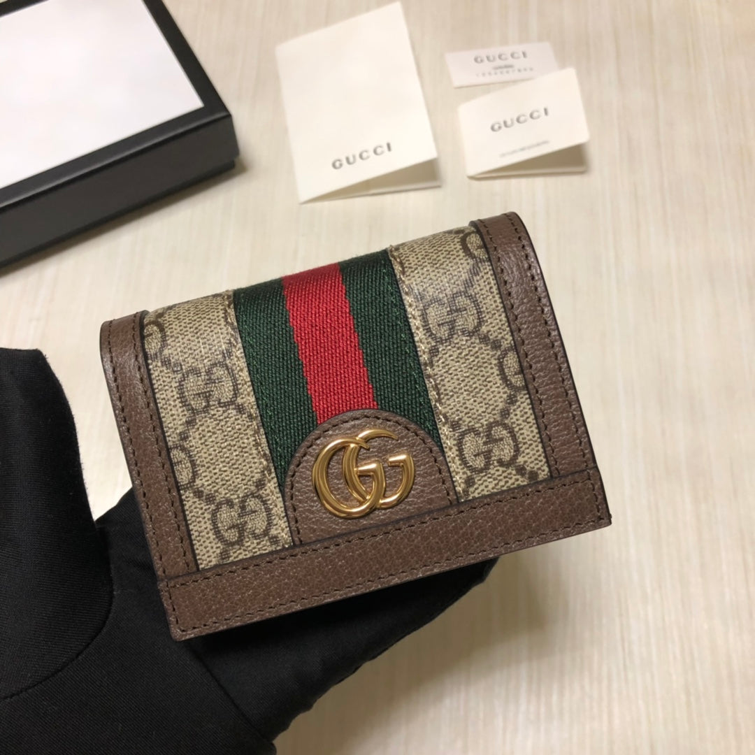 TOP GUCCI Ophidia Card Case Wallet - Brown