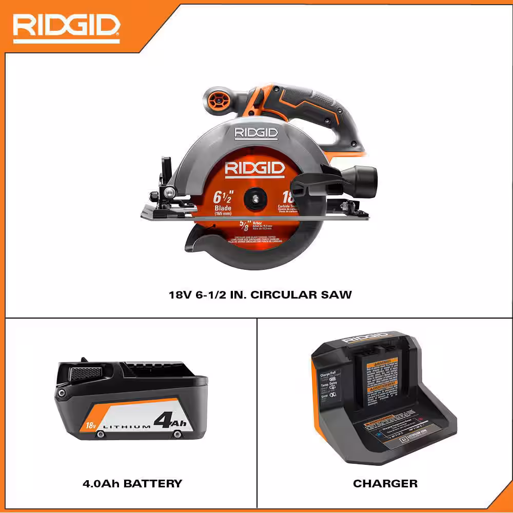 18V Cordless 6-1/2 in. Circular Saw Kit with (1) 4.0 Ah Battery and Charger