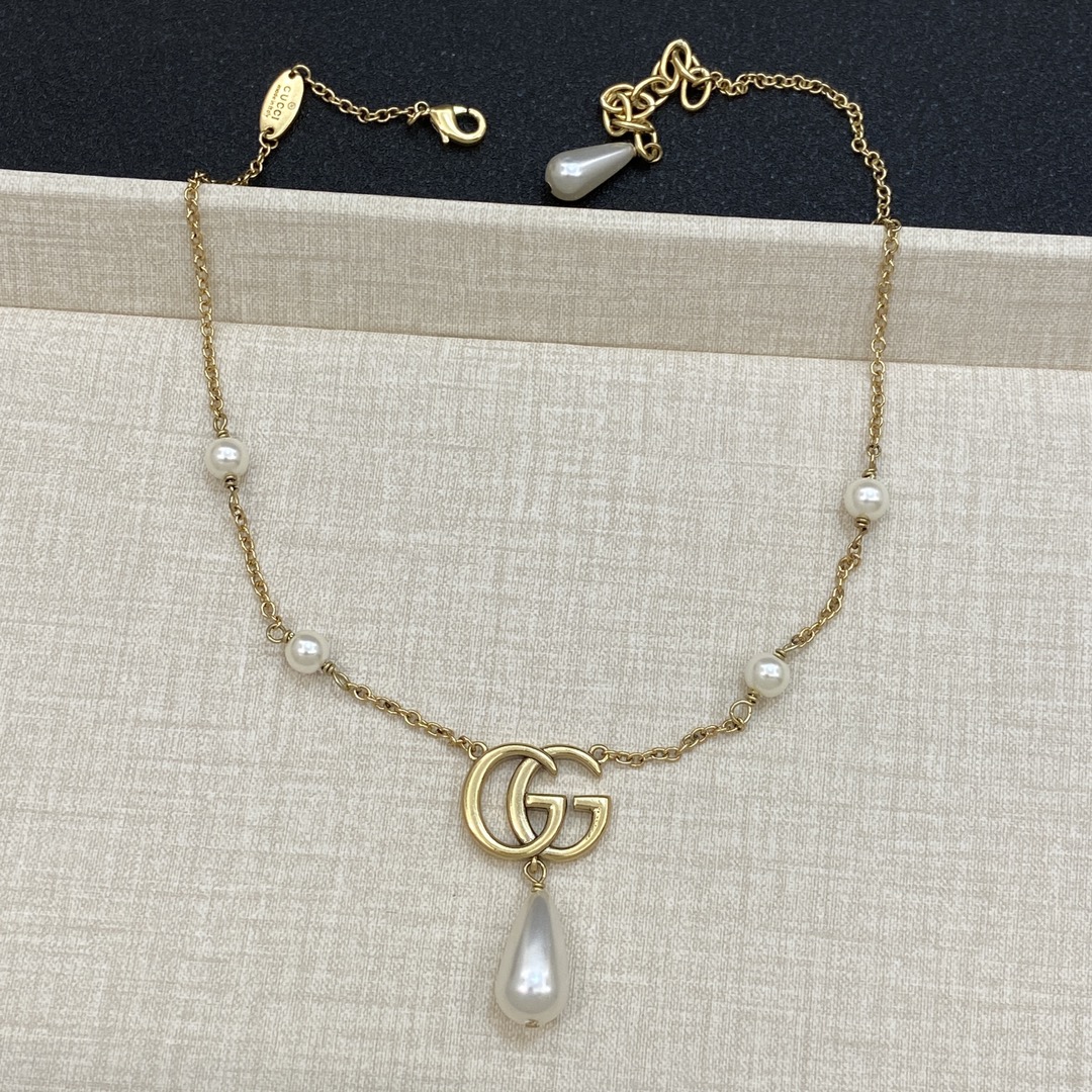 TOP GUCCI GG Necklaces+Bracelet+Earrings  - Gold