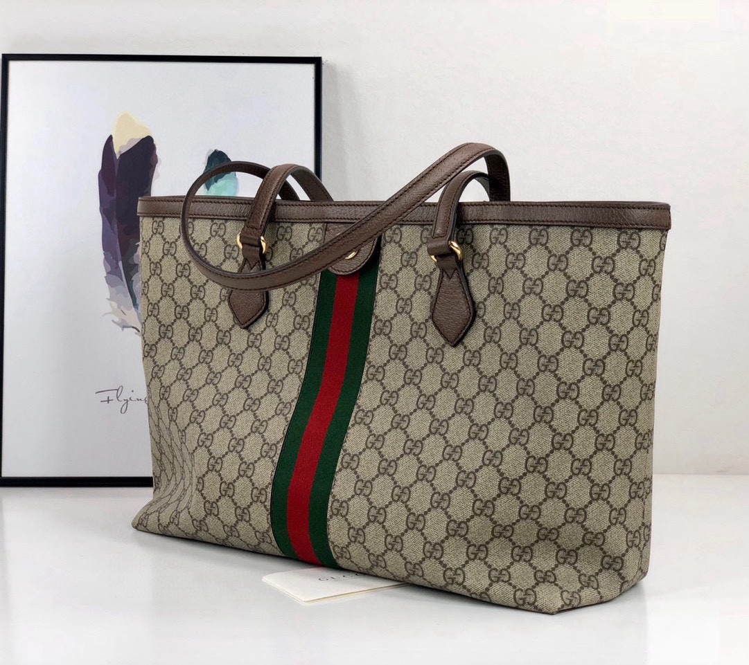 TOP GUCCI Ophidia Series Portable Tote Bag 38x28x14cm - GHW
