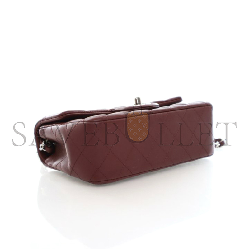 CHANEL MINI CLASSIC FLAP BAG BURGUNDY LAMBSKIN A01116 (20*13*6cm)