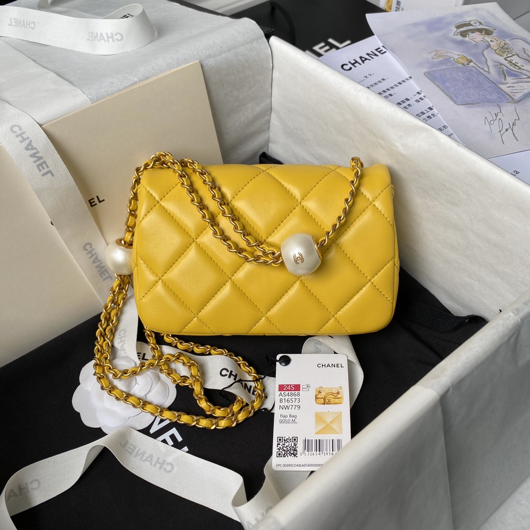 TOP CHANEL Pearl Flab Bag Mini 17x11.5x5cm - 3 Color