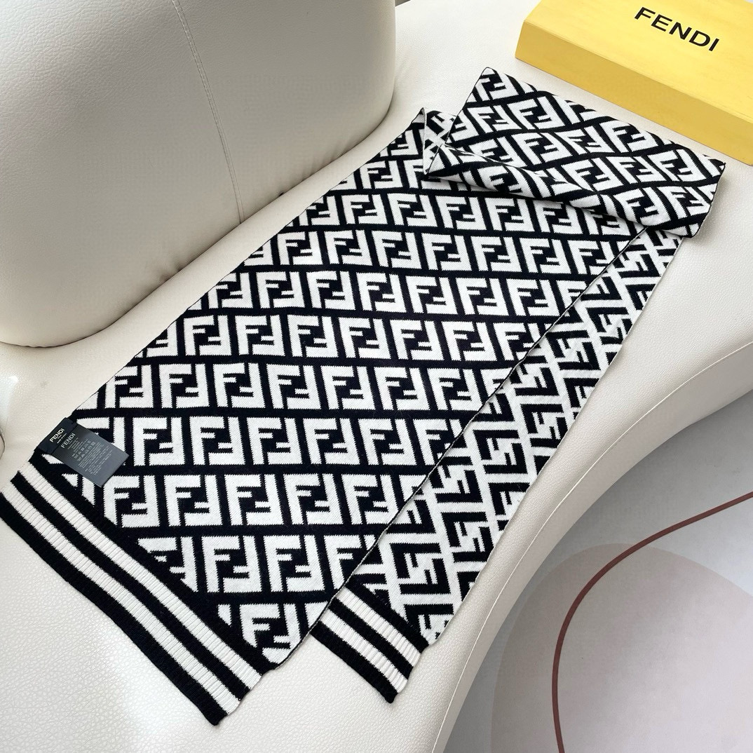 TOP FENDI Cashmere Monogram Rectangle Scarf 36x180cm - 4 Color