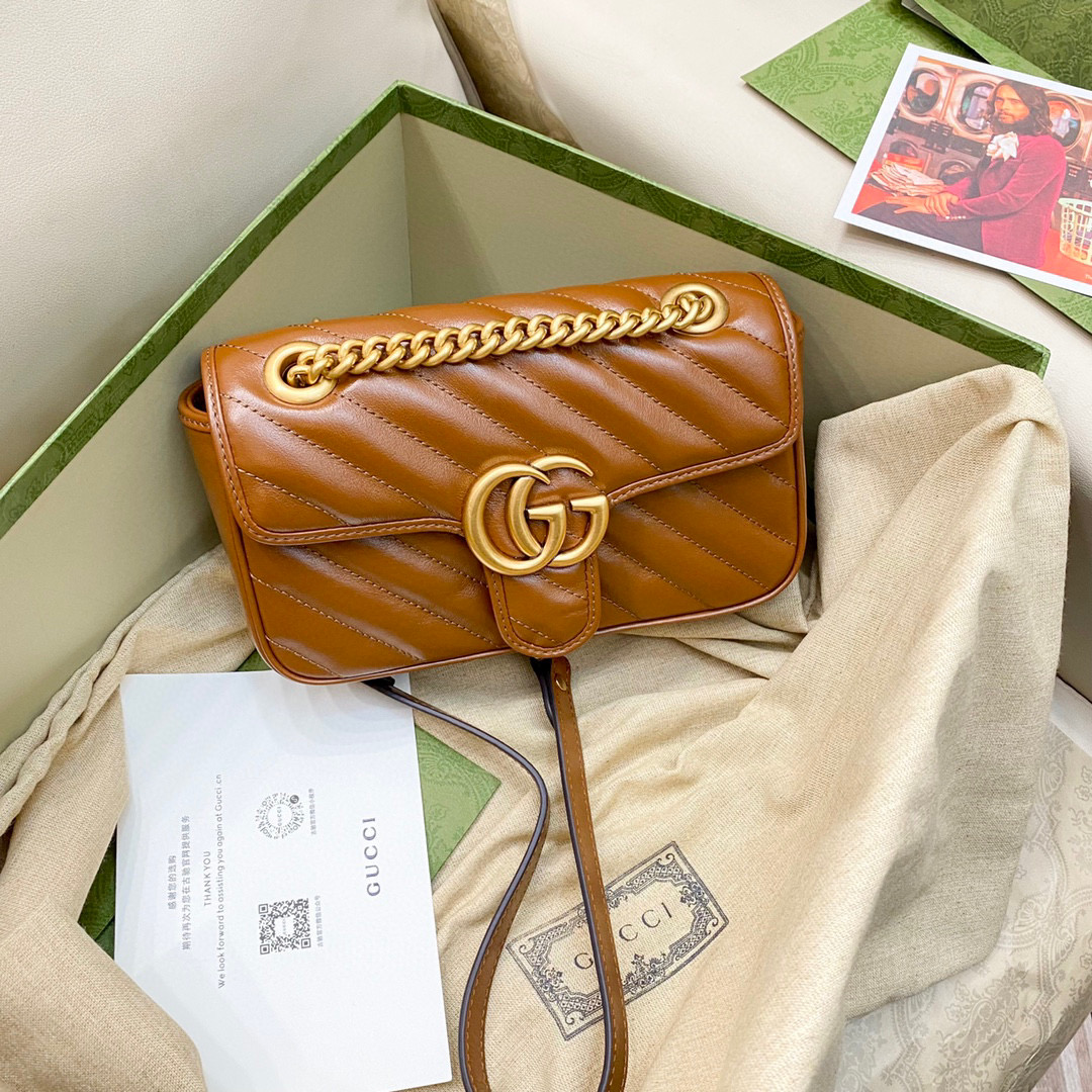 TOP GUCCI Marmont Bag Mini 22cm - Brown