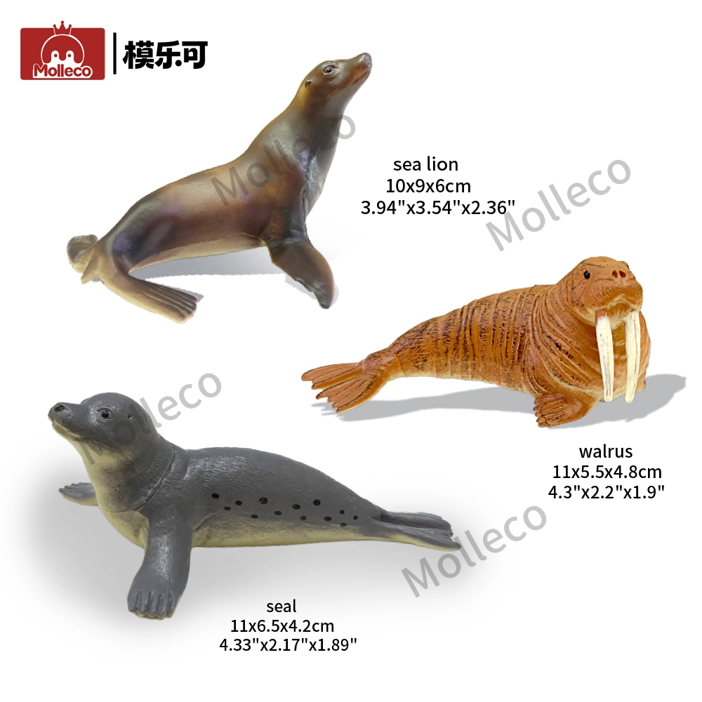 Molleco Marine Animal Figure Toys for Kids and Children Walrus+Sea Lion+Seal CP036
