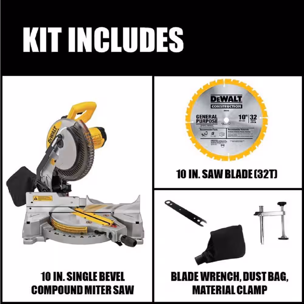 15 Amp Corded 10 in. Compound Single Bevel Miter Saw