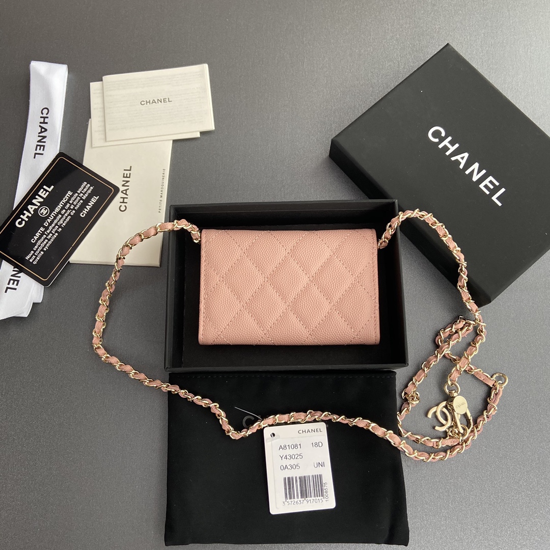 TOP CHANEL Small Chain Card Bag Cowhide 11×7cm -  2 Colour