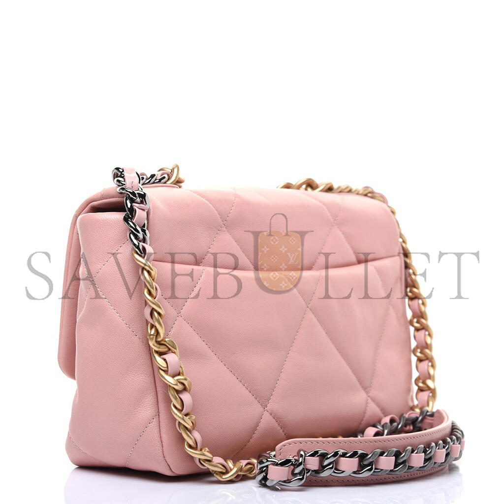 CHANEL QUILTED MEDIUM 19 FLAP LIGHT PINK (26*16*9cm)