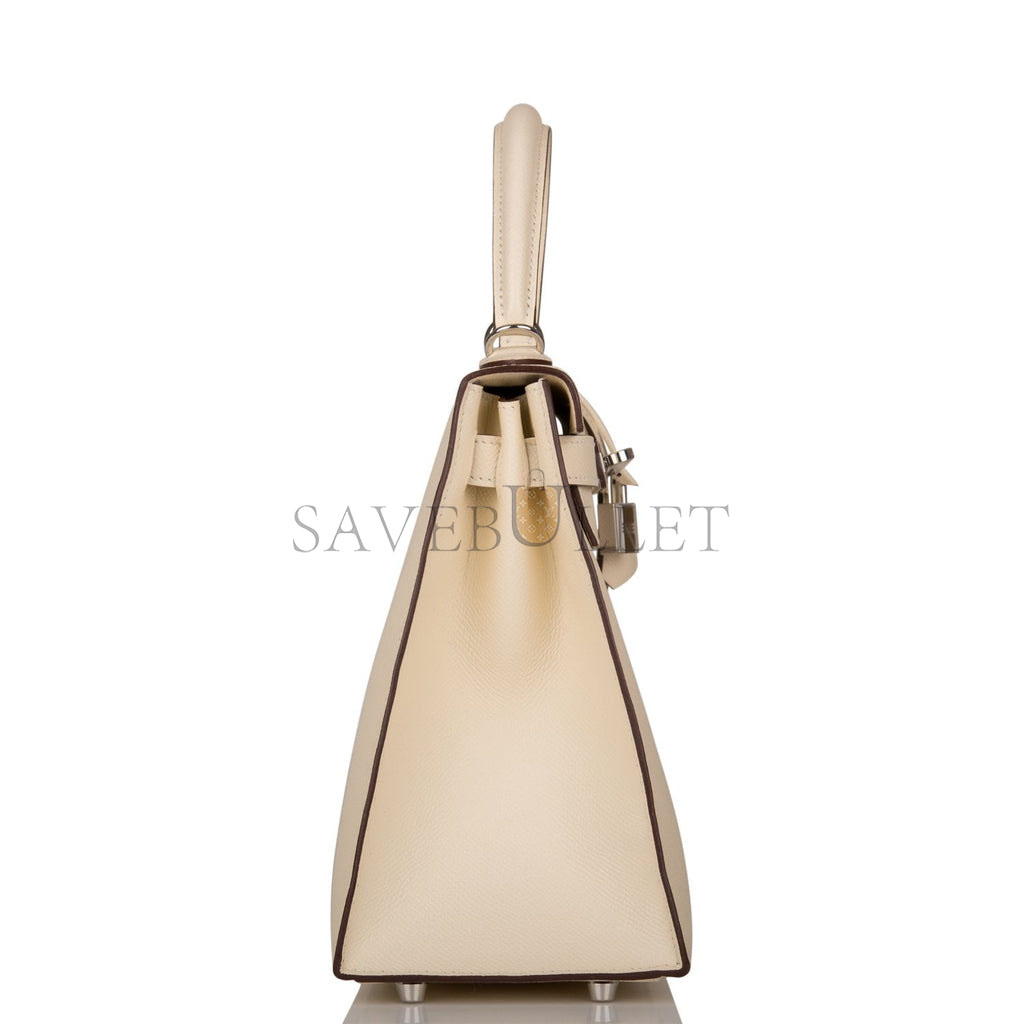 HERMES KELLY 28 SELLIER EPSOM PALLADIUM HARDWARE (28*22*10cm)
