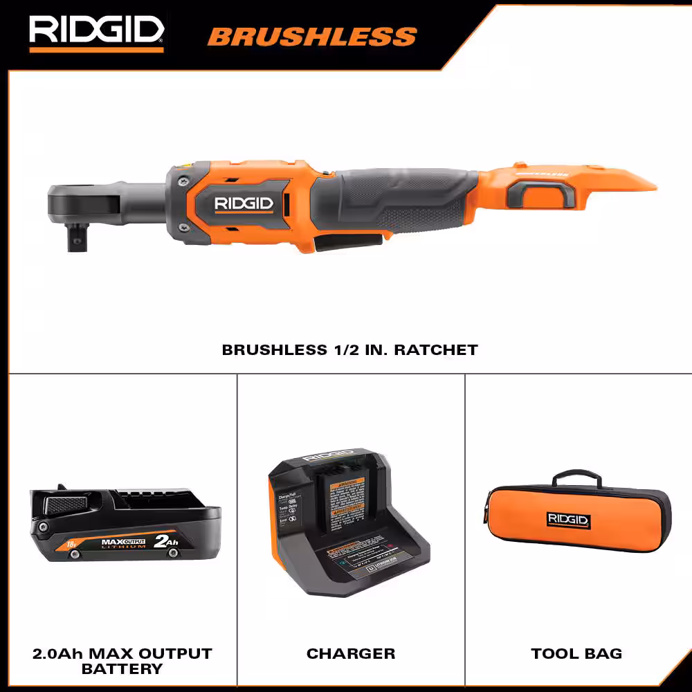 18V Brushless Cordless 1/2 in. Ratchet Kit with 2.0 Ah Battery and Charger