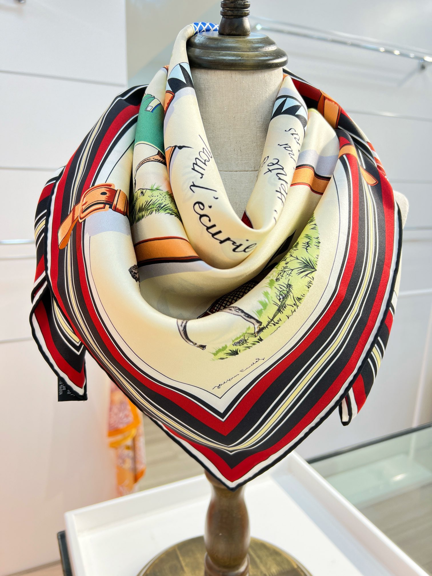 TOP HERMES Square Silk Scarf 90*90cm - Beige