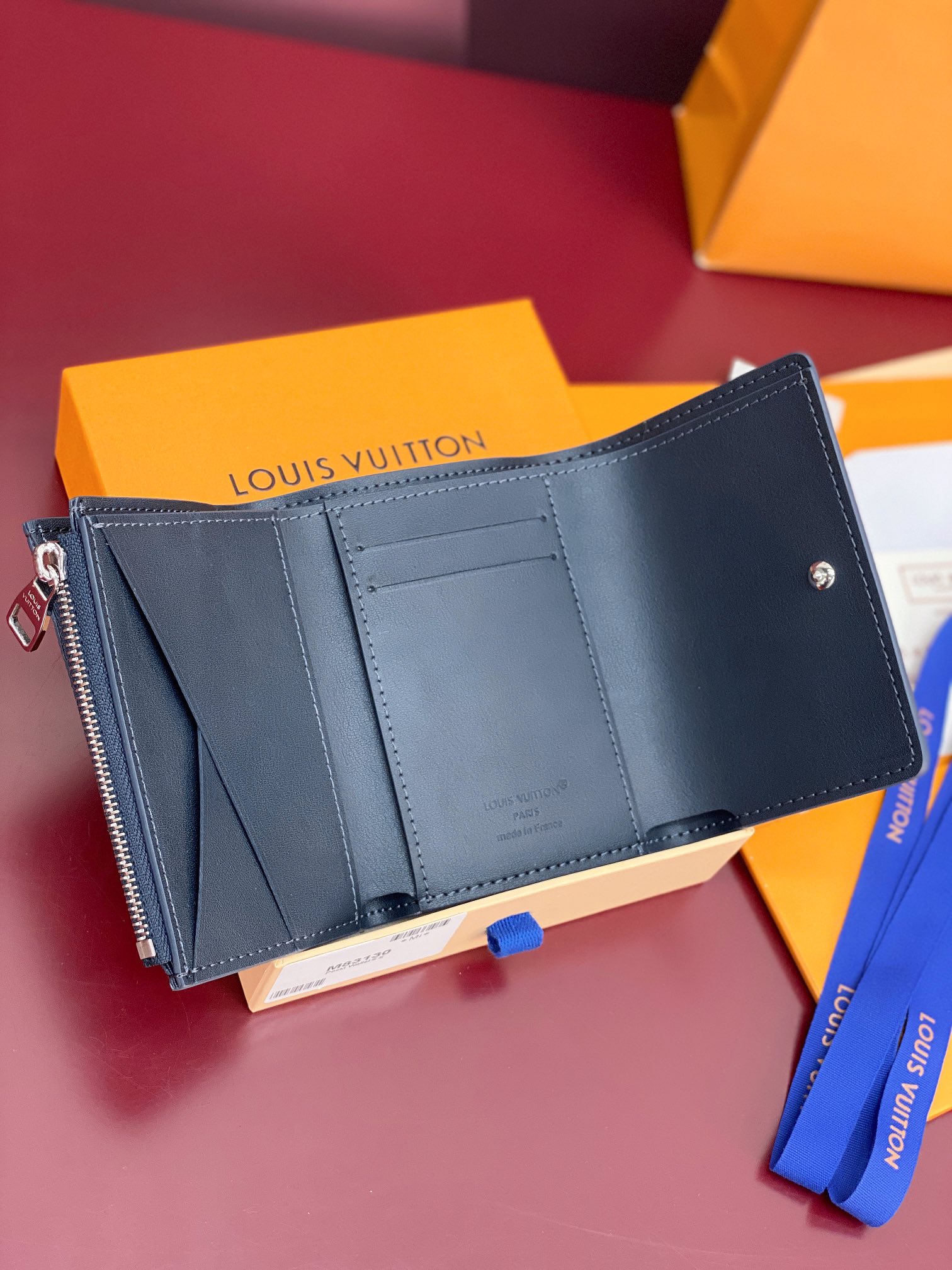 TOP Louis Vuitton LV Victor Wallet Cowhide 11.5x9x2.5cm - Navy Blue