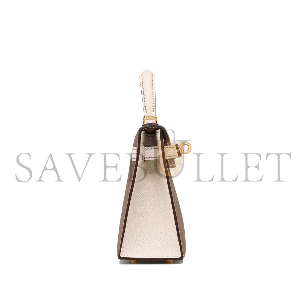 HERMÈS MINI KELLY 20 II ETOUPE CRAEI VEAU EPSOM WITH BRUSHED GOLD HARDWARE (19*12*5.5cm)