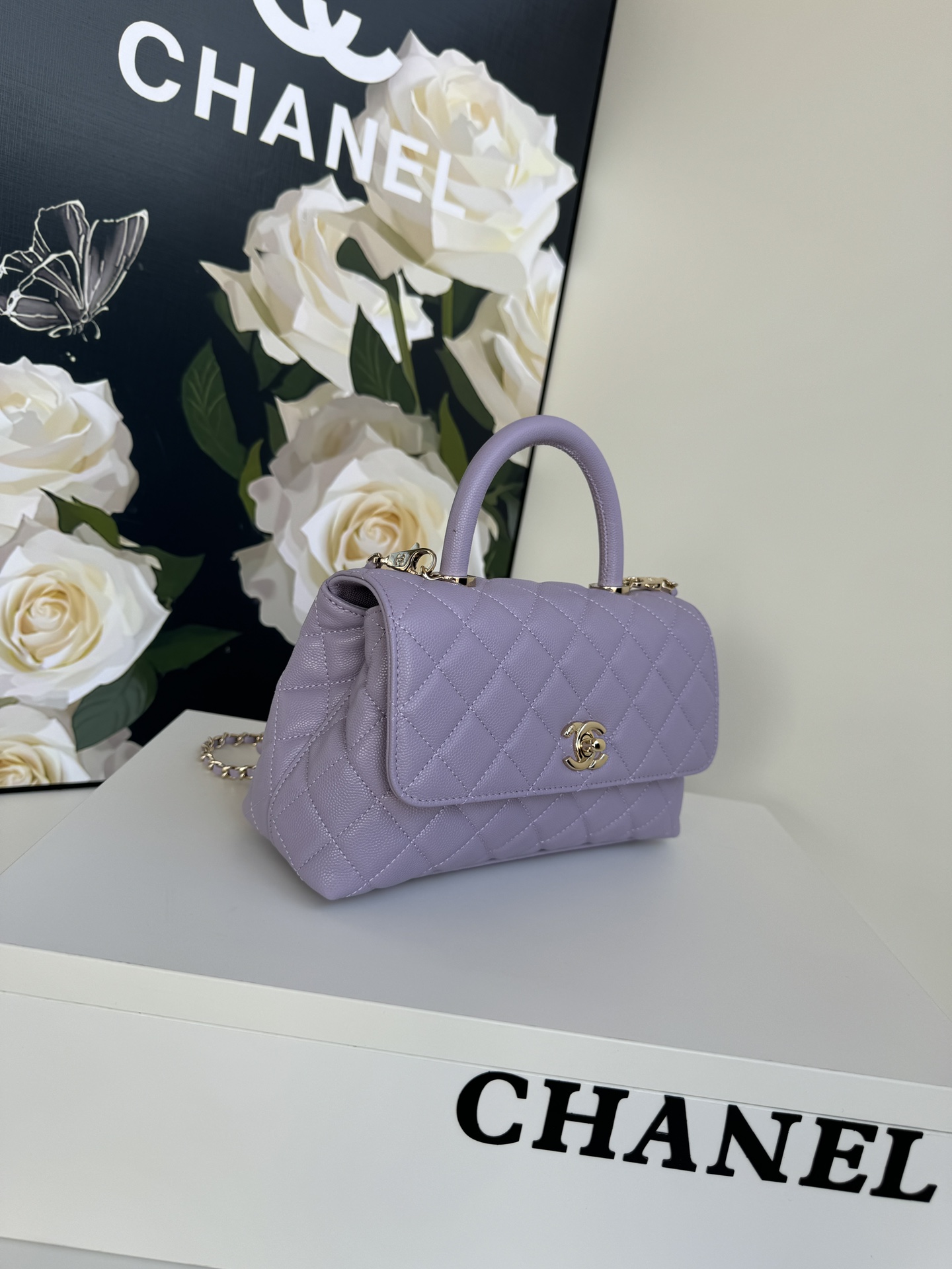 TOP Chanel CoCo Handle Bags Cowhide with Lambskin lining 23cm/28cm - Purple&GHW