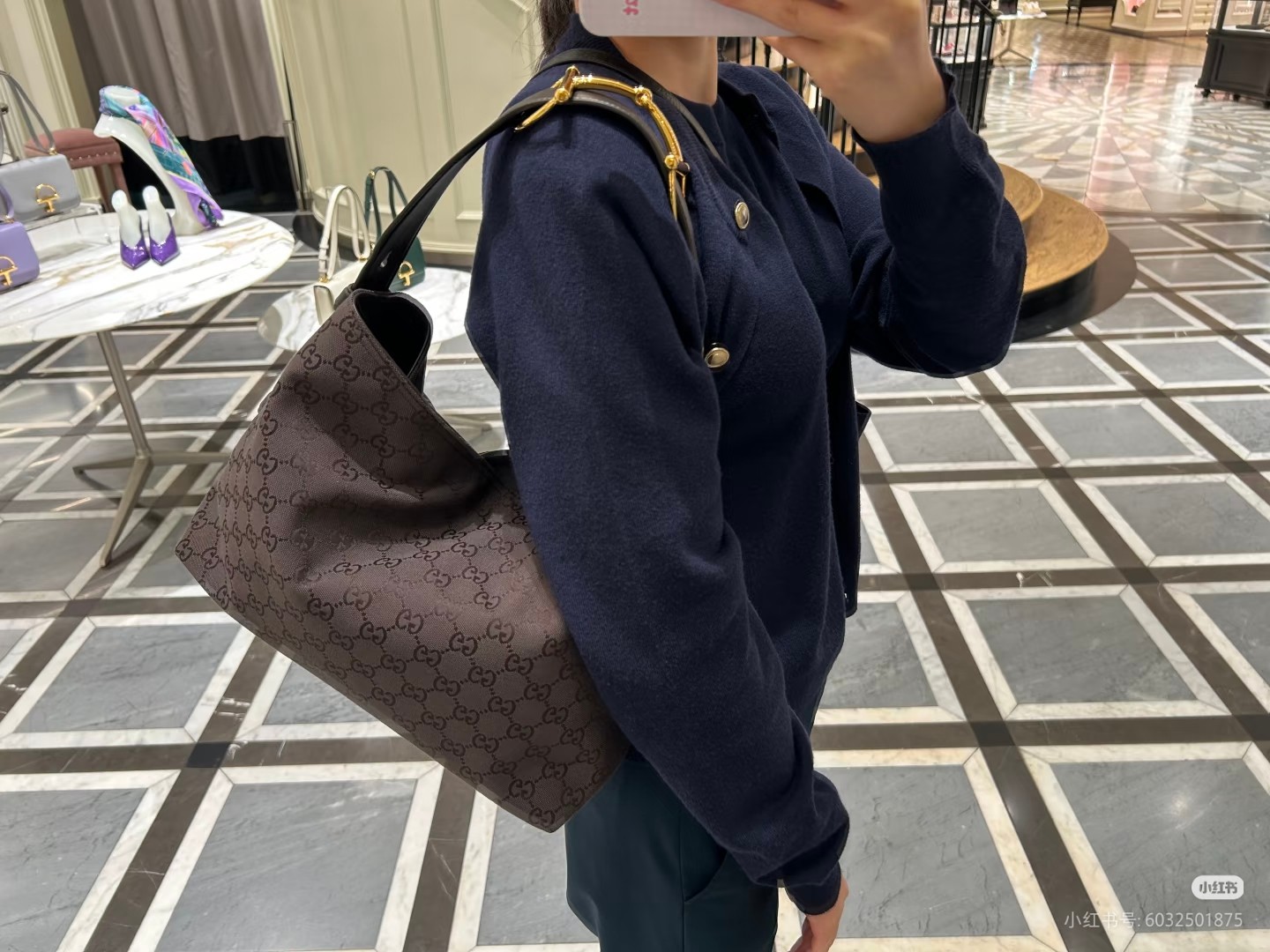 TOP GUCCI Beatrix Tote Bag  35 x 27 x 11 cm - Chocolate Color