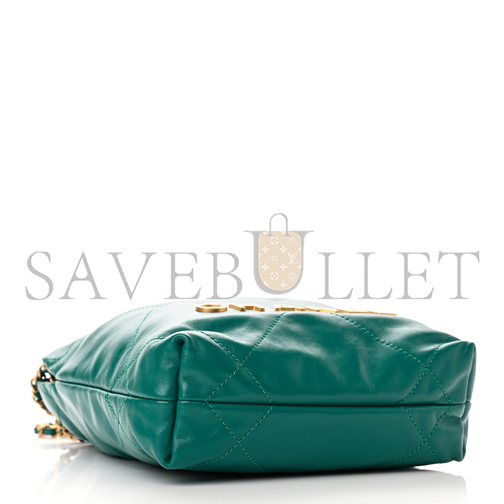 CHANEL MASTER SHINY CALFSKIN QUILTED MINI 22 BAG GREEN (20*19*6cm)