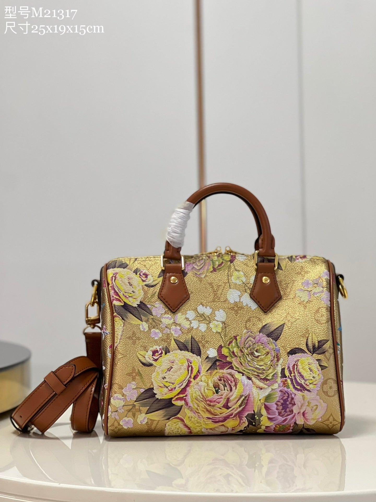 TOP Louis Vuitton LV  Speedy Bandouliere 25 25x19x15cm-Metallic Floral