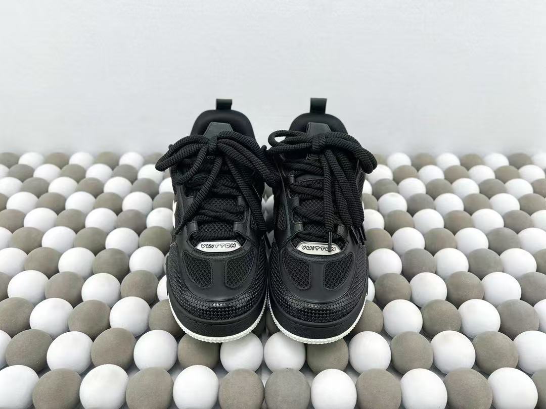 AAAShoes Louis Vuitton Skate Sneaker Black Green Mesh Leather Low‑top Unisex Casual Shoes