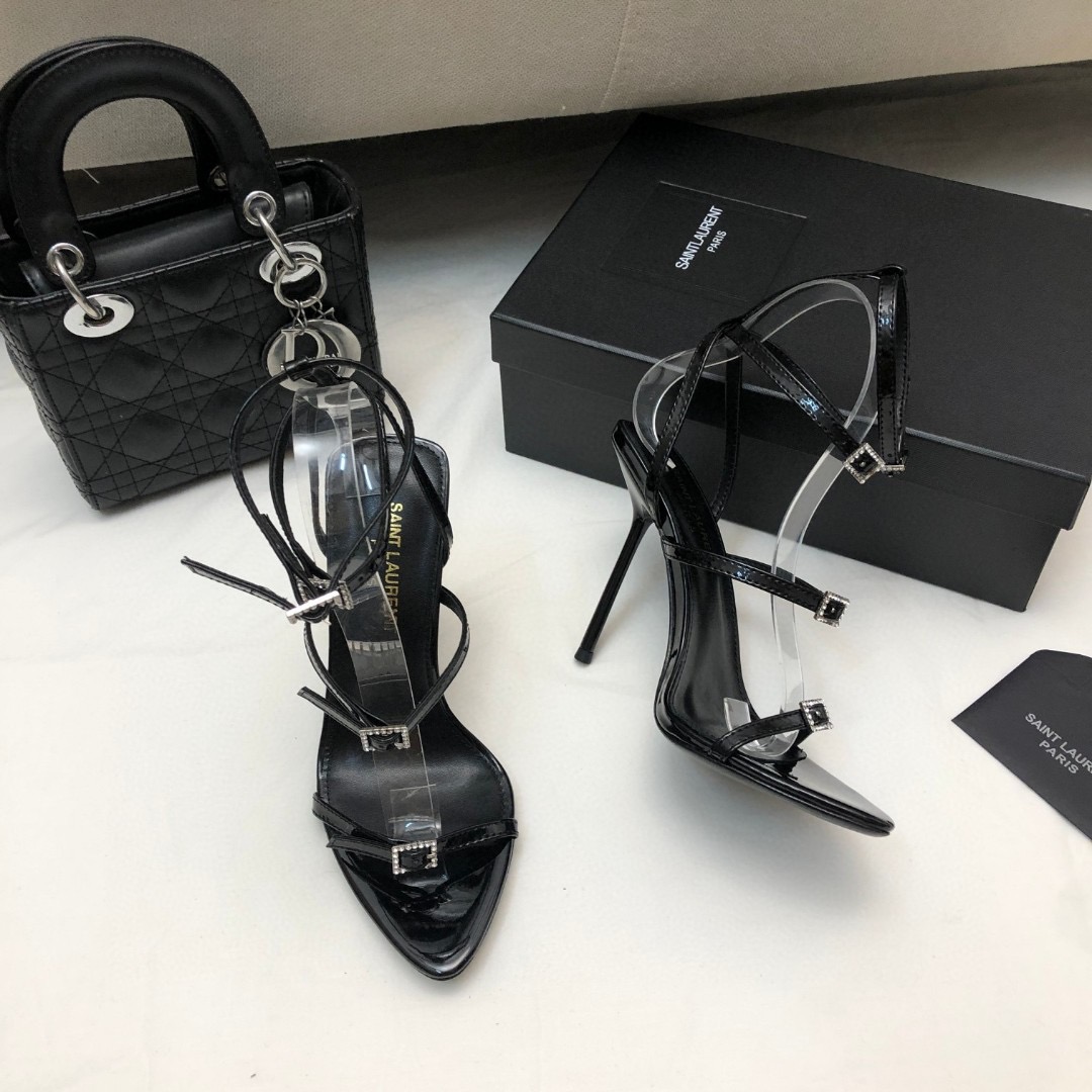 Saint Laurent YSL Strap And Buckle High Heels10.5CM Slide Sandal (Replica)