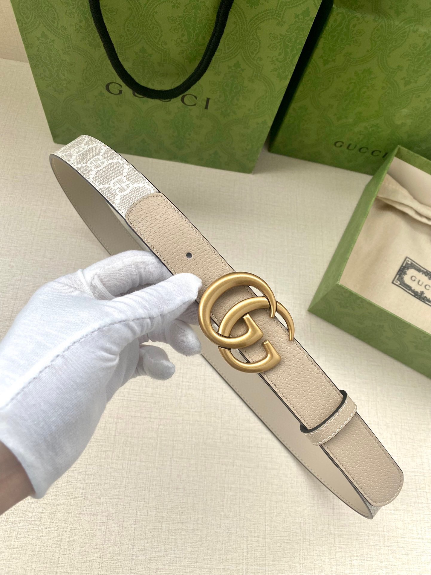 TOP GUCCI GG Supreme Canvas Belt Calfskin - 3.0cm
