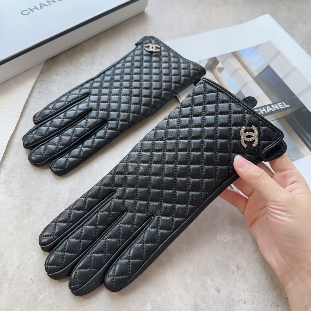 TOP CHANEL  New Women's Gloves First Grade Sheepskin - Black