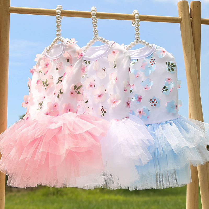 Pet Dog Cat Peach Blossom Dress Clothes Teddy Bichon Pet Supplies Dog Apparel Wholesale Pet Clothes - PawPro UK
