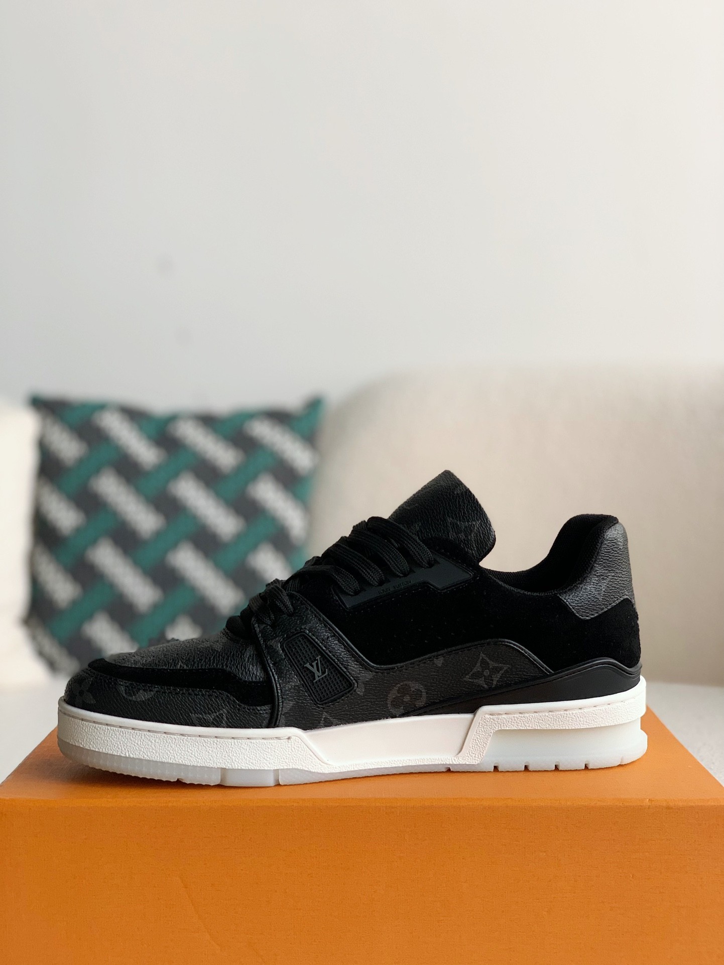 LV Black Monogram Low-Top Shoes