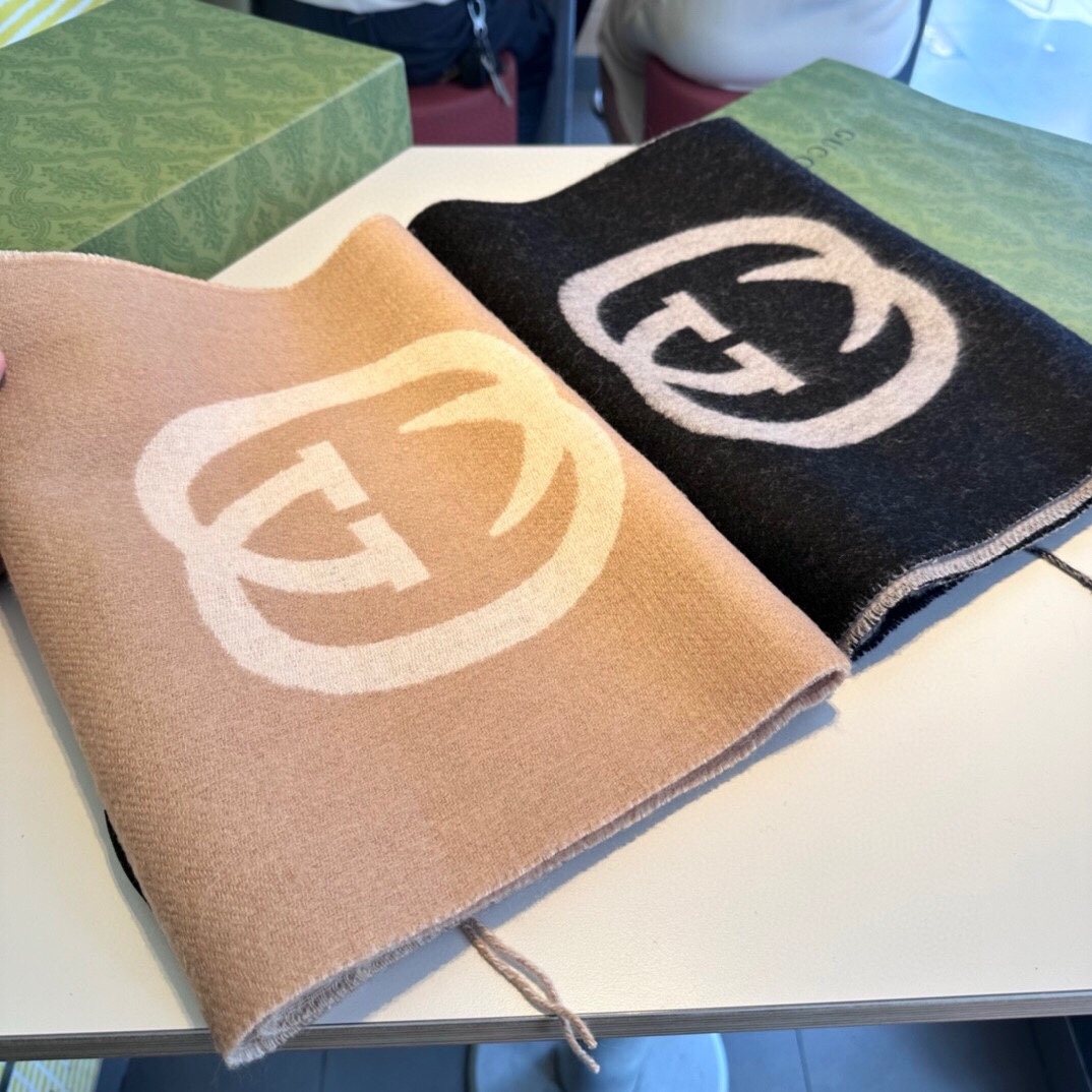 TOP GUCCI Cashmere Scarf 180*32cm - 2 Colors