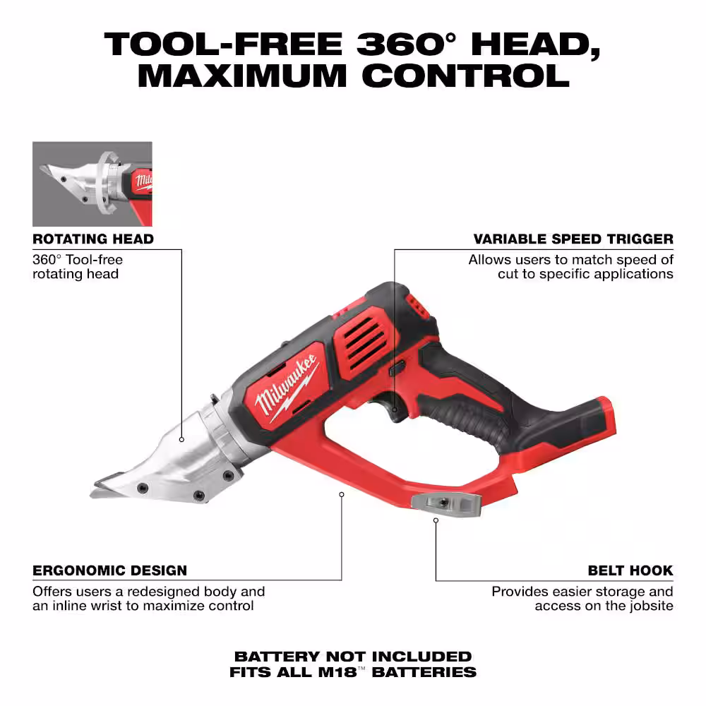 M18 18-Volt Lithium-Ion Cordless 18-Gauge Double Cut Metal Shear w/5.0 ah Battery