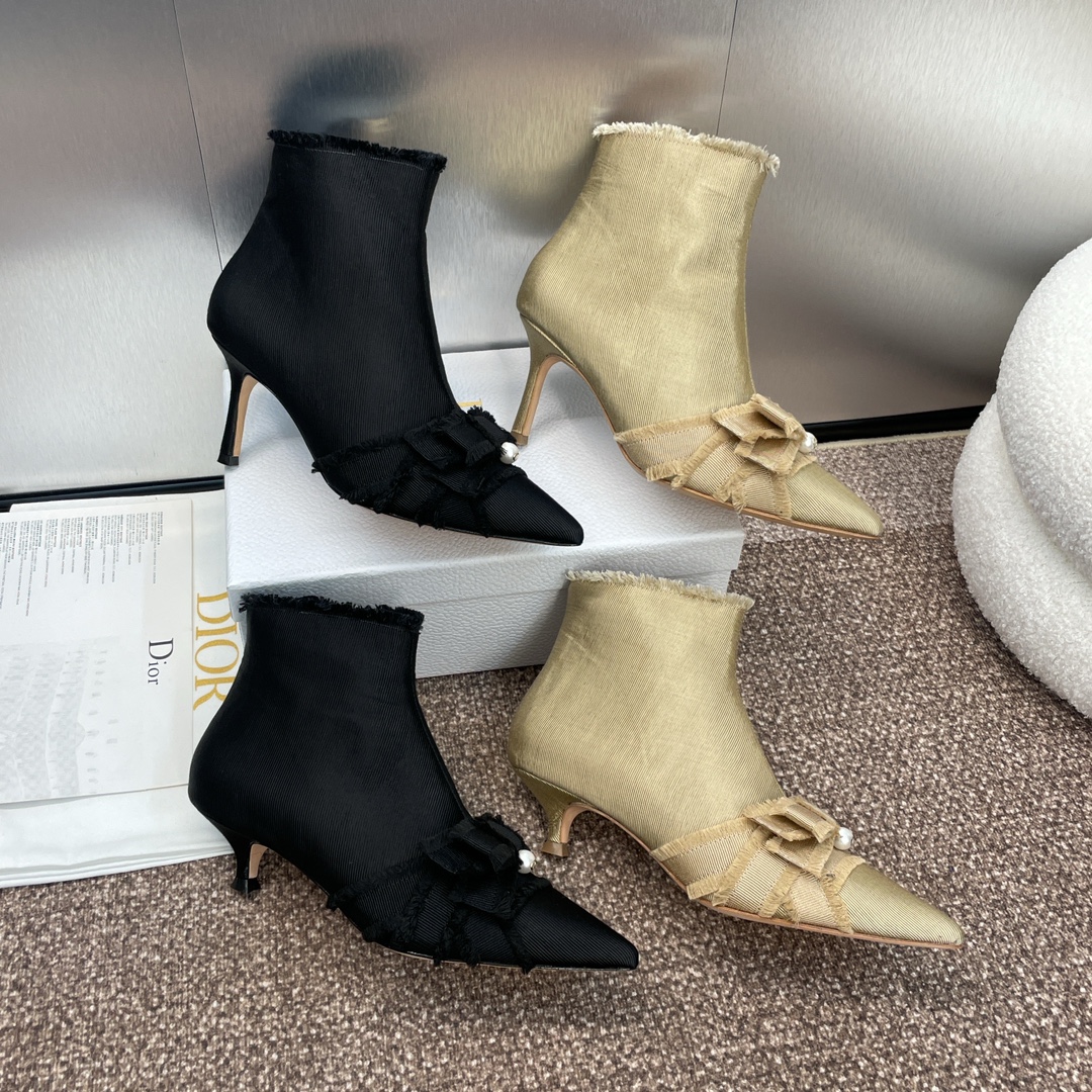 TOP Christian Dior J'ADIOR Tassel Ribbon Boots with Pearl - 2 Color