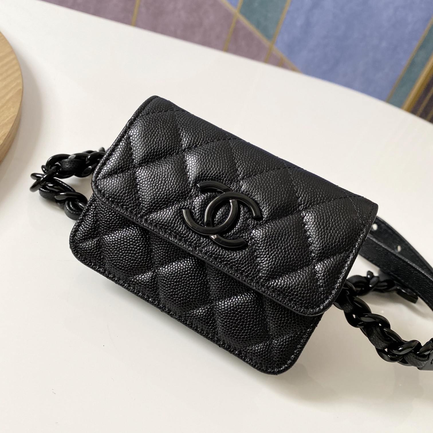 TOP CHANEL Fanny Pack Bag 12.5* 9cm - Black
