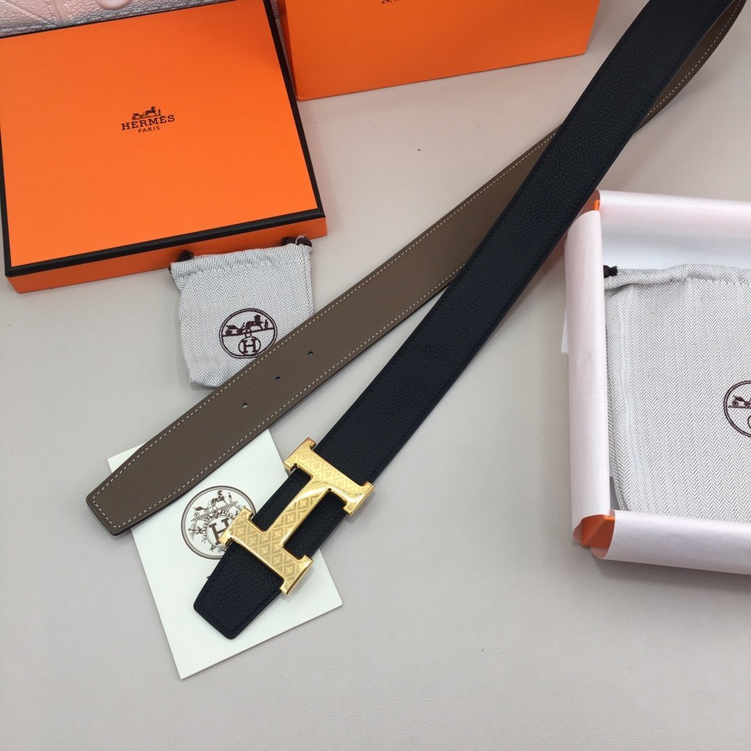 Hermès H Belt Buckle & Reversible Black For Women, Women Belt 380MM